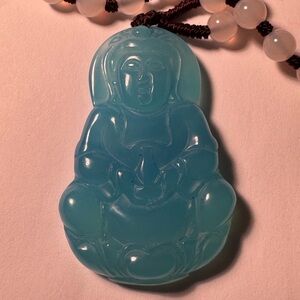 Blue Jade Buddha Pendant Necklace